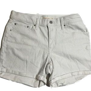 LEVIS White Pinstripe Cuffed Mid Length Jean Shorts Size 31